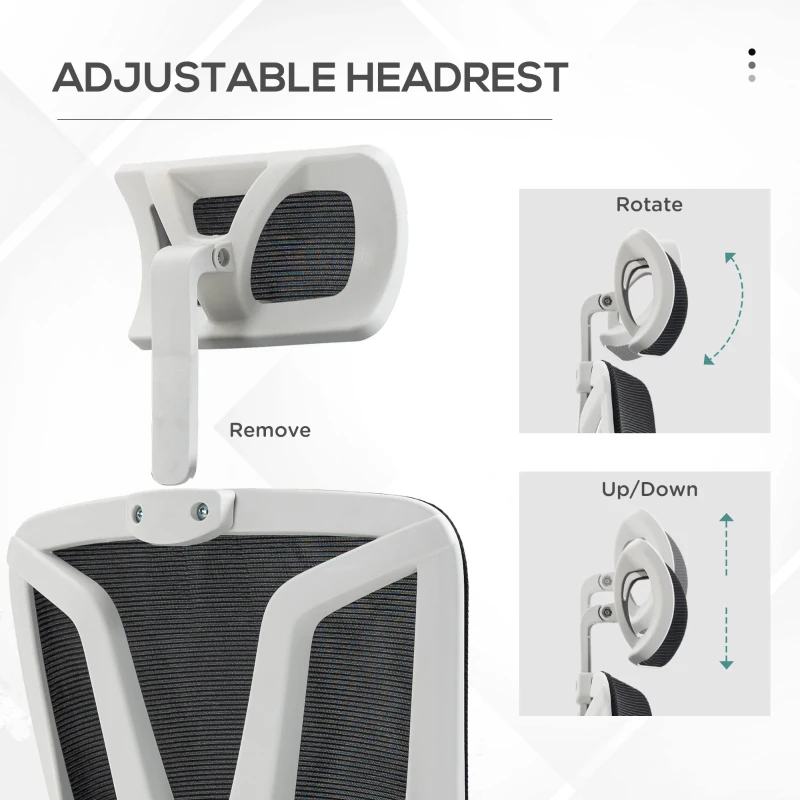 Vinsetto Scaun de Birou pentru Acasa Spatar Inalt Scaun Birou pentru Calculator Tetiera Reglabila Suport Lombar Suport pentru Brate Suport pentru Picioare Spatar Rabatabil Negru Pentru scoala computer mobila de studiu ergonomic pentru birou