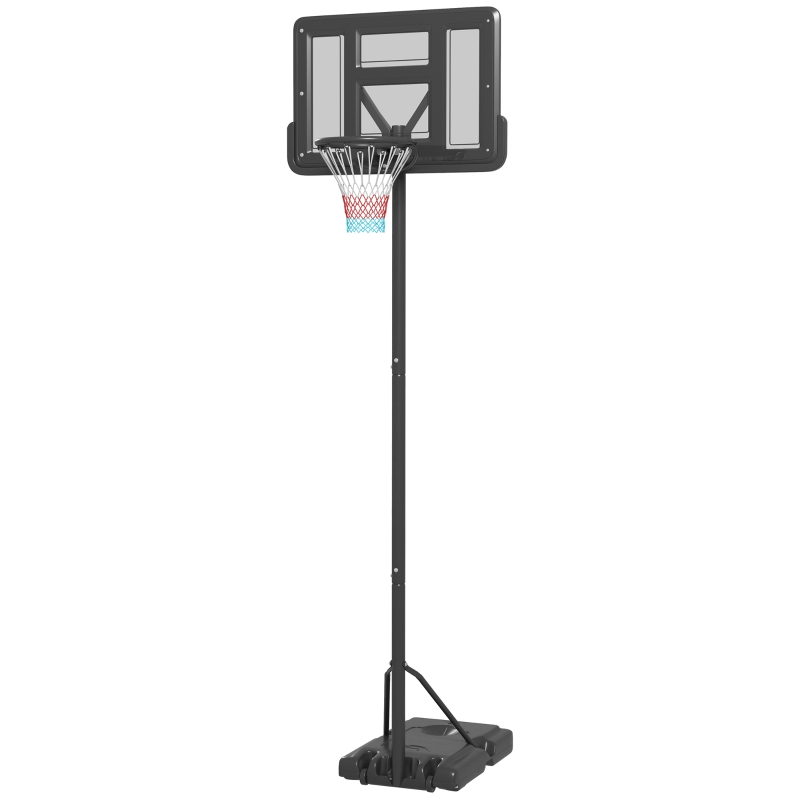 SPORTNOW Cos de baschet  reglabil pe inaltime pentru gradina piscina baza umpluta spatiu pentru minge cos baschet exterior inaltime reglabila cos de baschet pentru adulti plasa pentru cos de baschet postament cu roti panou pe structura otel