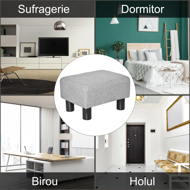 HOMCOM Taburet Otoman din Stofă, 40x30x24 cm, Gri