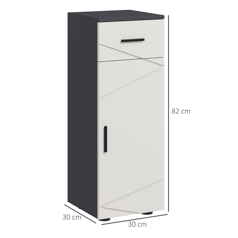 Kleankin Dulap Baie 30×30×82 cm – Gri cu Sertar & Nivele Reglabile(m-3)