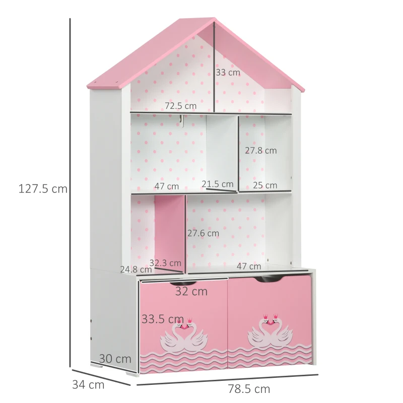 ZONEKIZ Biblioteca pentru copii Suport pentru jucarii cu rafturi deschise si sertare pe roti mobilier pentru camere crese pentru copii pentru scoala mobilier camera copilului birou pentru copii mici