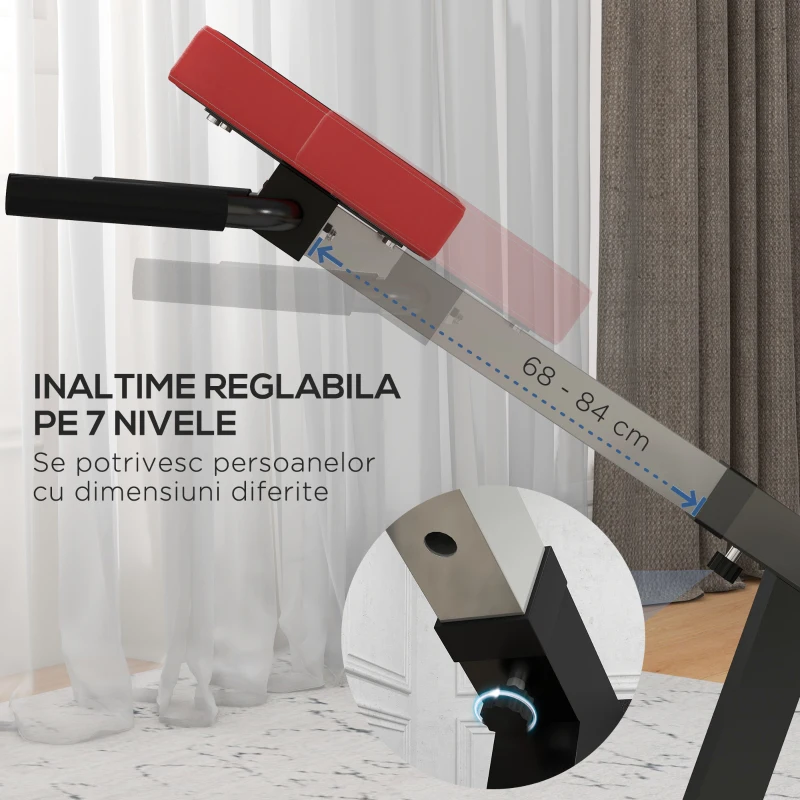 SPORTNOW Banca pentru Hiperextensii Scaun Roman cu Inaltime Reglabila pentru Spate Torso Brate Antrenament pentru Intregul Corp Negru gantere pentru gantere rack suport gantere antrenament acasa exercitii cu gantere suport greutati