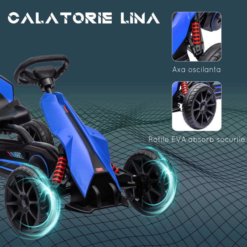 Homcom Kart Copii 3–8 Ani – Pedale, Scaun Reglabil & Roti EVA