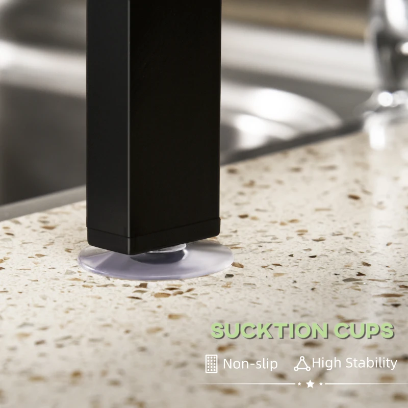 HOMCOM Afdruiprek voor vaat, in lengte verstelbaar van 51-93 cm, veel elementen, flexibele indeling, 93 x 30 x 52 cm, zwart