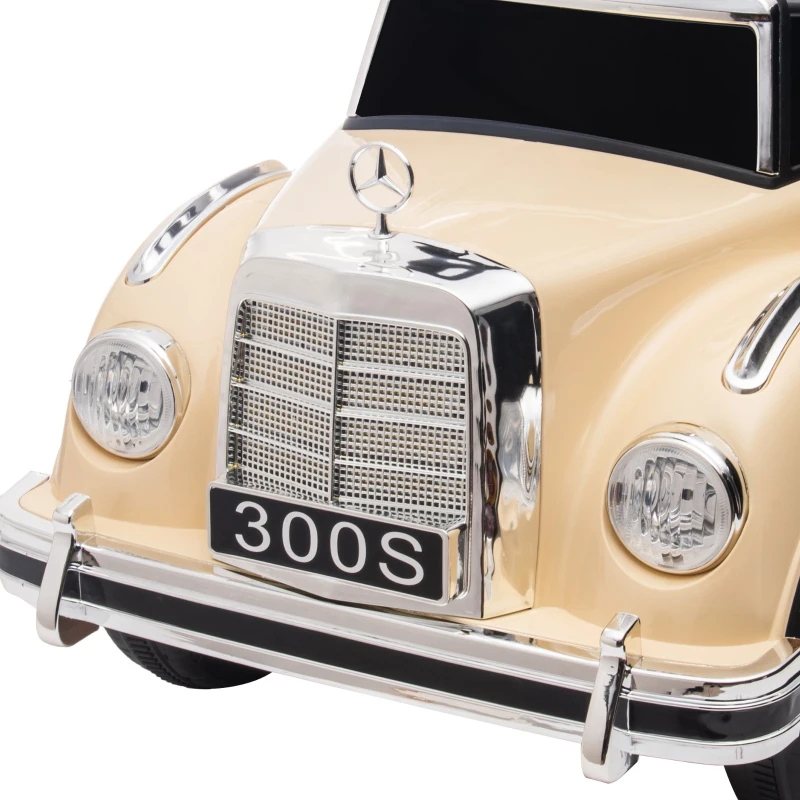 HOMCOM Macchina Elettrica per Bambini 18-48 Mesi Licenza Mercedes-Benz con Musica, Beige
