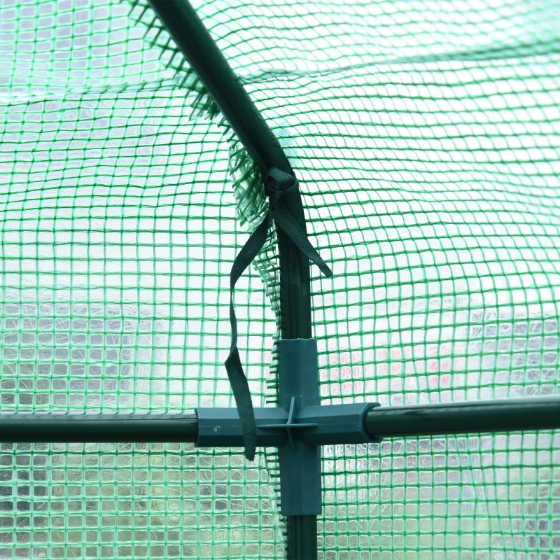 Outsunny  Hexagon Walk In Greenhouse PE Planter Flower Growth with Zipped Door 194 x 225H cm Walk-in Zipper Steel