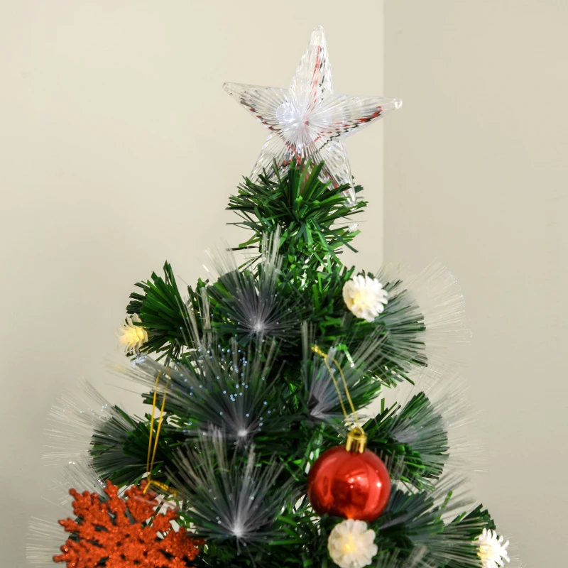 HOMCOM 6ft White Light Artificial Christmas Tree w/ 230 LEDs Star Topper Tri-Base Full Bodied Seasonal Decoration Pre-Lit Home