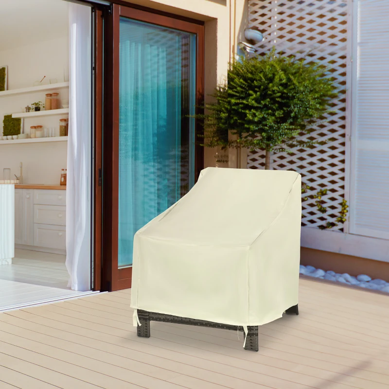 Outsunny Furniture Cover Single Seat Rattan Chair Protector Outdoor Waterproof 600D Oxford Cloth, 68x87x45-77cm, Beige