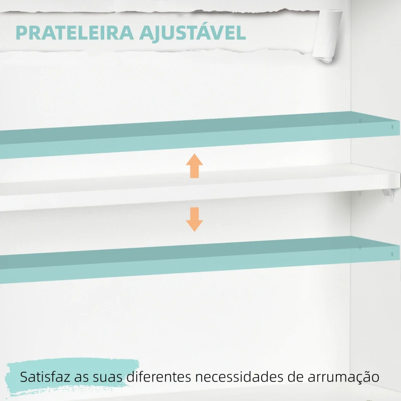 HOMCOM Secretária de Parede Moderna Dobrável Multifuncional com Prateleiras de Armazenamento Carga 40 kg 64x20x60 cm Branco