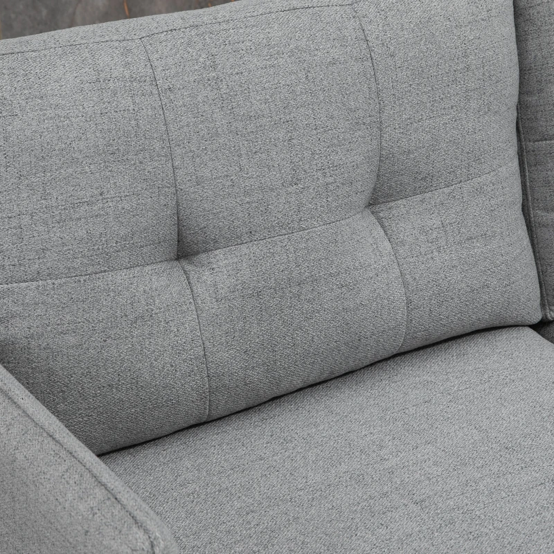 HOMCOM Sofá de 2 Lugares Moderno Estofado em Poliéster com 4 Almofadas Apoio para os Braços e Pés de Aço 139x68x80 cm Cinza