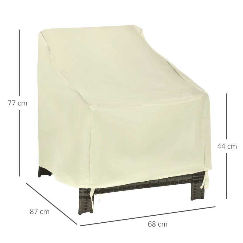 Outsunny Furniture Cover Single Seat Rattan Chair Protector Outdoor Waterproof 600D Oxford Cloth, 68x87x45-77cm, Beige