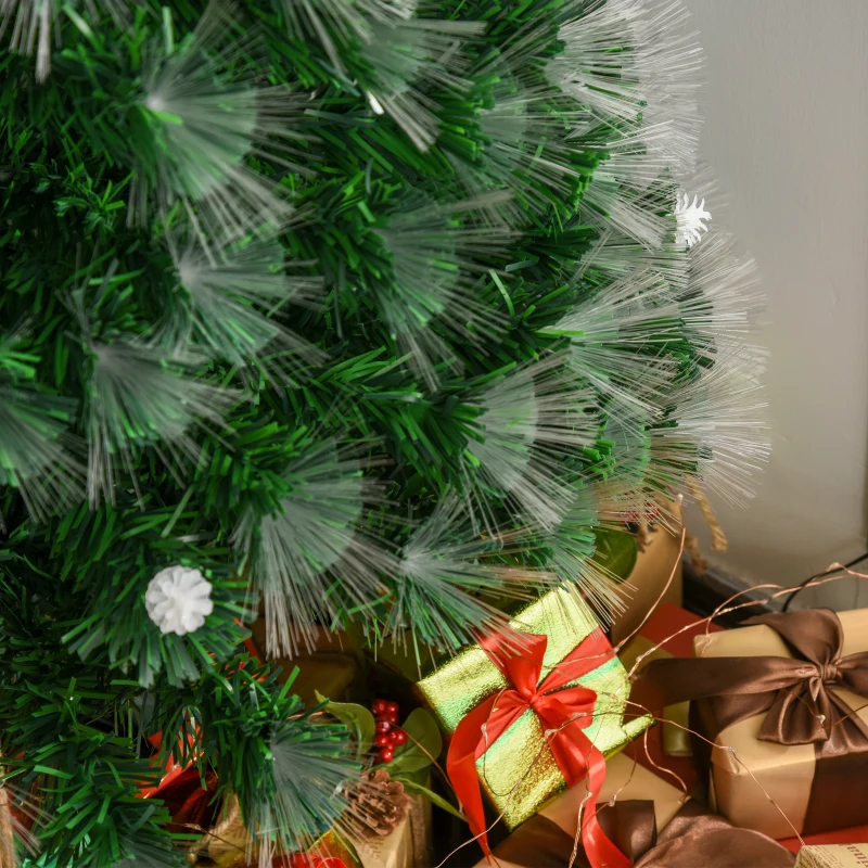 HOMCOM 6ft White Light Artificial Christmas Tree w/ 230 LEDs Star Topper Tri-Base Full Bodied Seasonal Decoration Pre-Lit Home