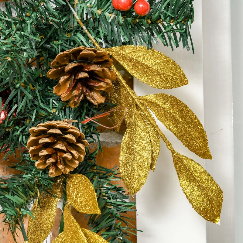 HOMCOM 2.7M Artificial Christmas Garland with Pine Cones Decorations Seasonal Style, for Home Fireplace Doors