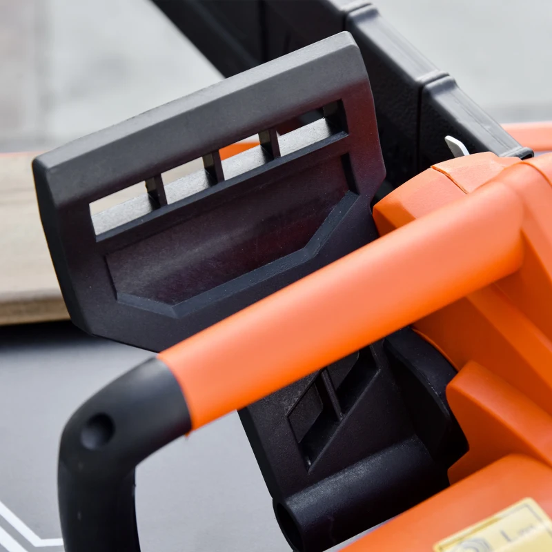 DURHAND Aluminium Electric Chainsaw with Double Brake Protection and Blade Cover, 2000 W, 40 cm, for Wood, Trees and Branches, Orange