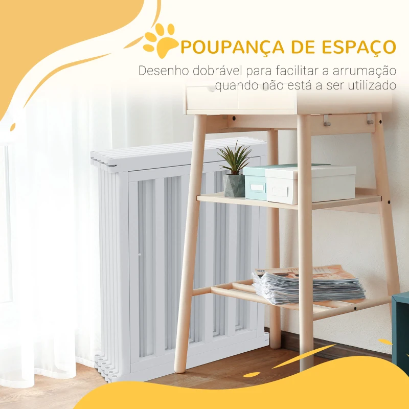 PawHut Parque para Cães com 6 Painéis Parque para Animais de Estimação Dobrável com Pés Antiderrapantes e Modular 120x107x70 cm Branco