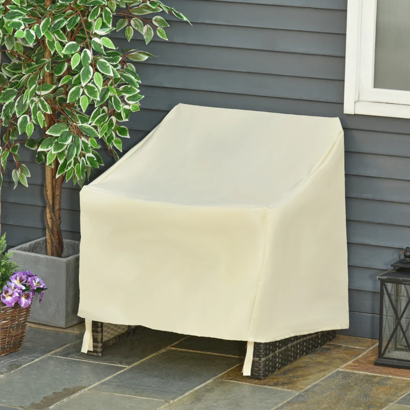 Outsunny Furniture Cover Single Seat Rattan Chair Protector Outdoor Waterproof 600D Oxford Cloth, 68x87x45-77cm, Beige