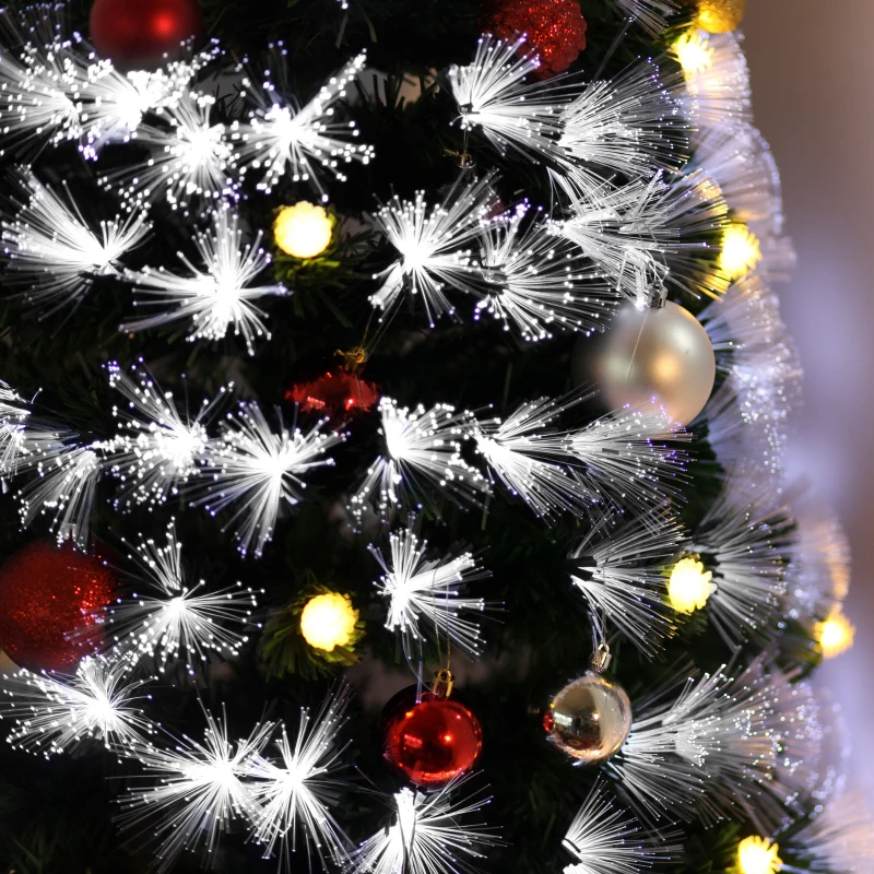 HOMCOM 6ft White Light Artificial Christmas Tree w/ 230 LEDs Star Topper Tri-Base Full Bodied Seasonal Decoration Pre-Lit Home