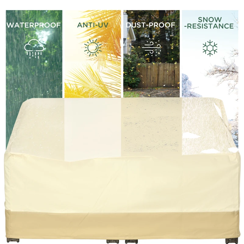 Outsunny Waterproof Furniture Cover For 3 Seat Rattan Sofa, 600D Oxford Cloth, 152Lx87Wx58-79H cm-Beige/Coffee