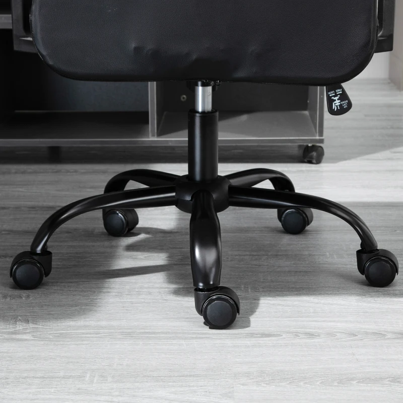 Vinsetto High Back Desk Chair, Black Leather Desk Chair with Adjustable Height, Armrests, Swivel Wheels