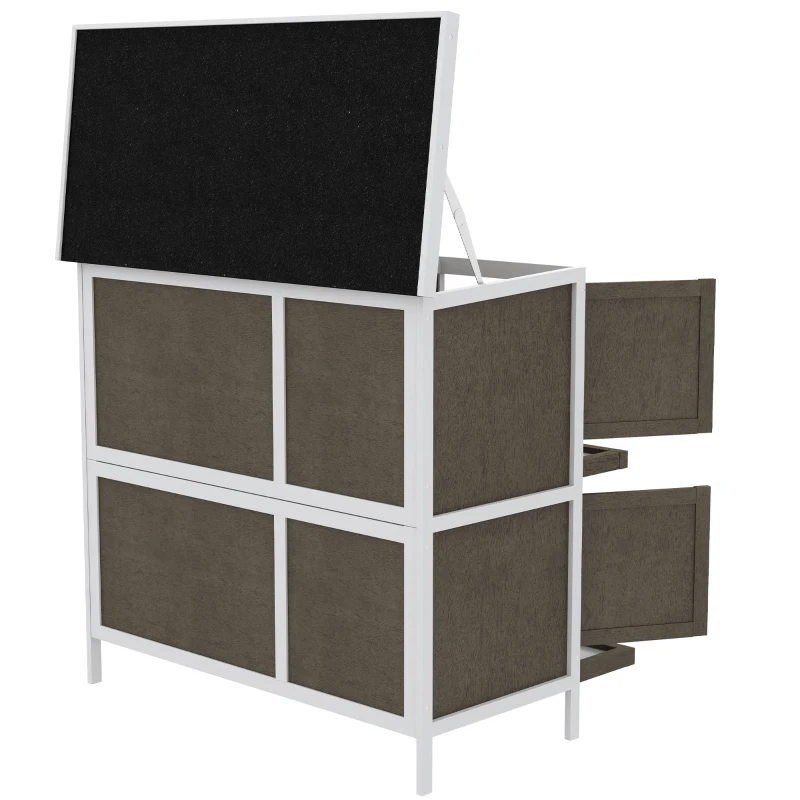 PawHut Coelheira de Madeira de 2 Pisos com Teto Asfáltico Bandejas Amovíveis e Rampa para 2 Coelhos 97x44x91 cm Marrom