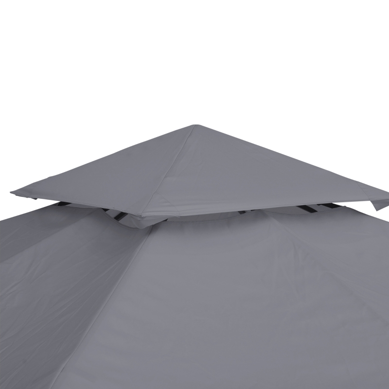 Outsunny 3(m) Gazebo Top Cover Double Tier Canopy Replacement Pavilion Roof Deep Grey(m-10)