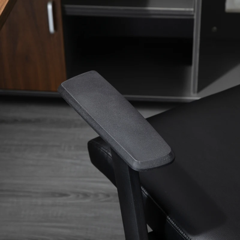 Vinsetto High Back Desk Chair, Black Leather Desk Chair with Adjustable Height, Armrests, Swivel Wheels