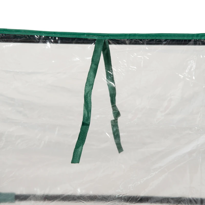 Outsunny Raised Garden Bed with Greenhouse, Steel Planter Box with Plastic Cover, Roll Up Window, Dual Use for Flowers, Vegetables, Fruits and Herbs, 127L x 95W x 92H cm, Clear