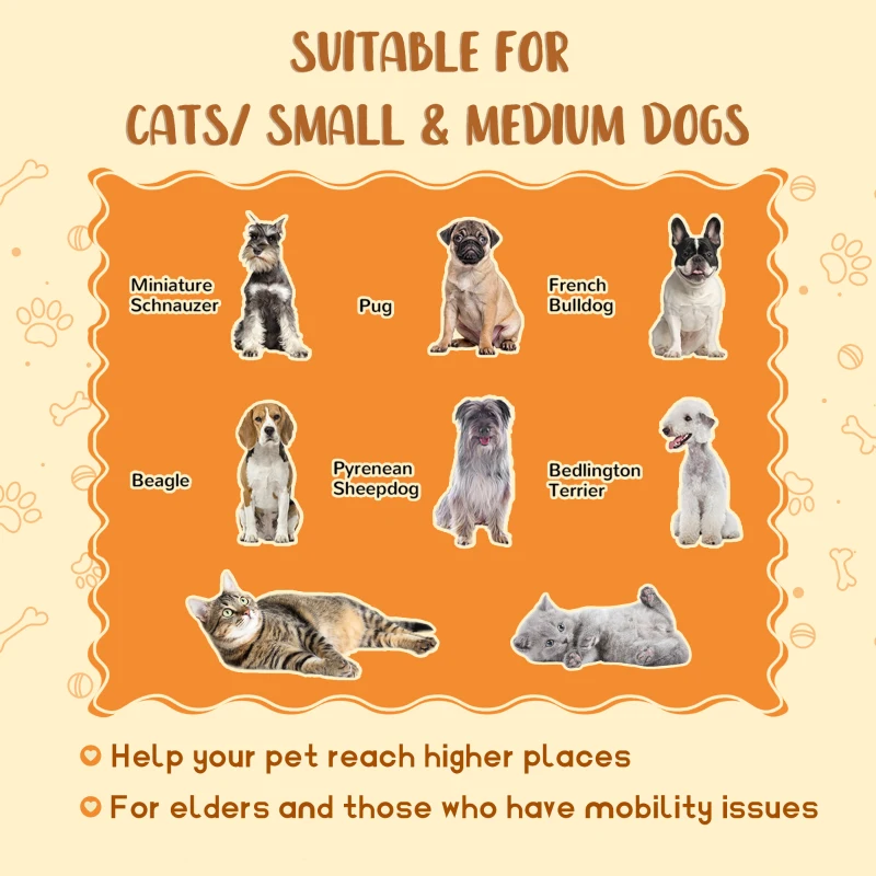 PawHut Dog Steps for Sofa, 4-Tier Pet Stairs for Small Medium Dogs and Cats, with Storage Compartment