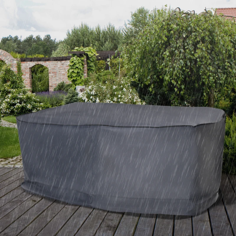 Outsunny Garden Furniture Cover, Waterproof Windproof 420D Heavy Duty Oxford Fabric    Rattan Furniture Cover, Rectangular Outdoor Table Chair Set Cover, 235 x 135 x 94cm