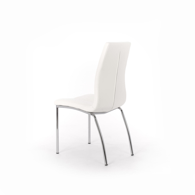 STONES Set 4 Sedie in Similpelle con Seduta e Schienale Imbottiti e Gambe in Metallo, 43x44x92 cm, Bianco