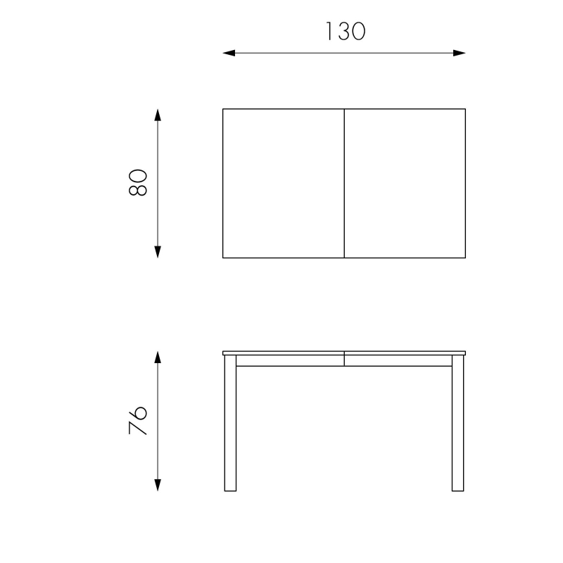 STONES Tavolo allungabile con top e allunghe in melaminico, gambe in faggio massello 80x130/210x76cm, bianco frassinato