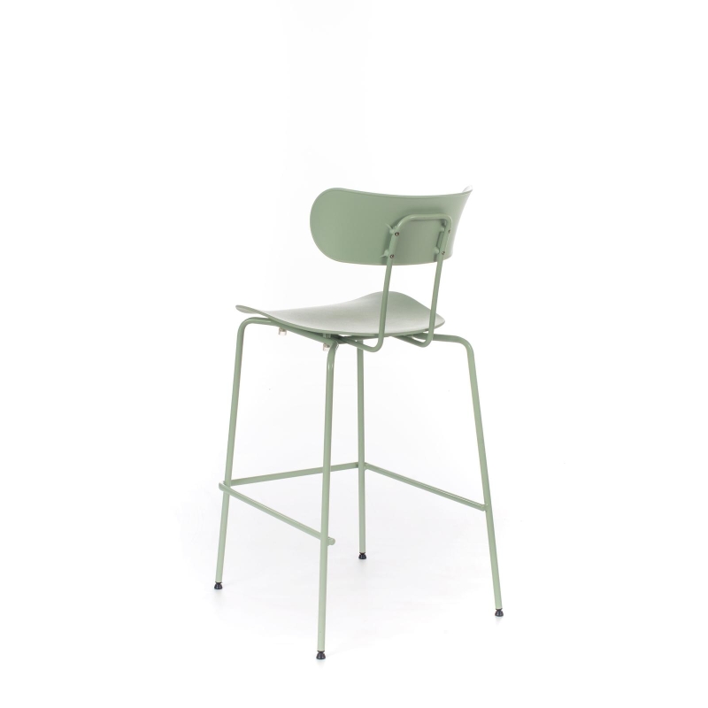 STONES Set 4 Sgabelli in polipropilene, seduta e schienale in polipropilene, gambe in metallo, 45x51x98cm, verde