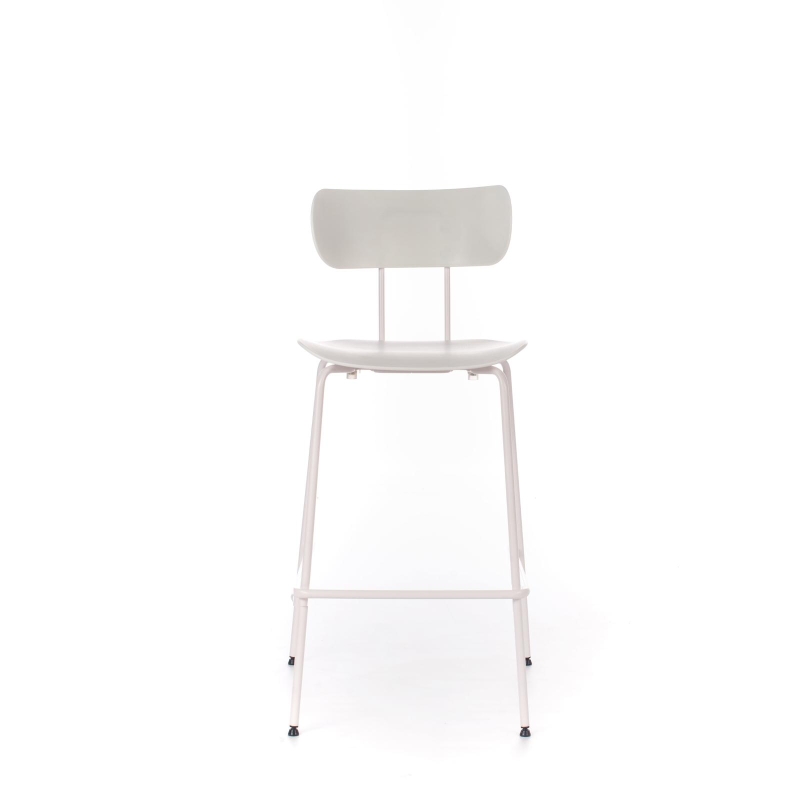 STONES Set 4 Sgabelli in polipropilene, seduta e schienale in polipropilene, gambe in metallo, 45x51x98cm, bianco