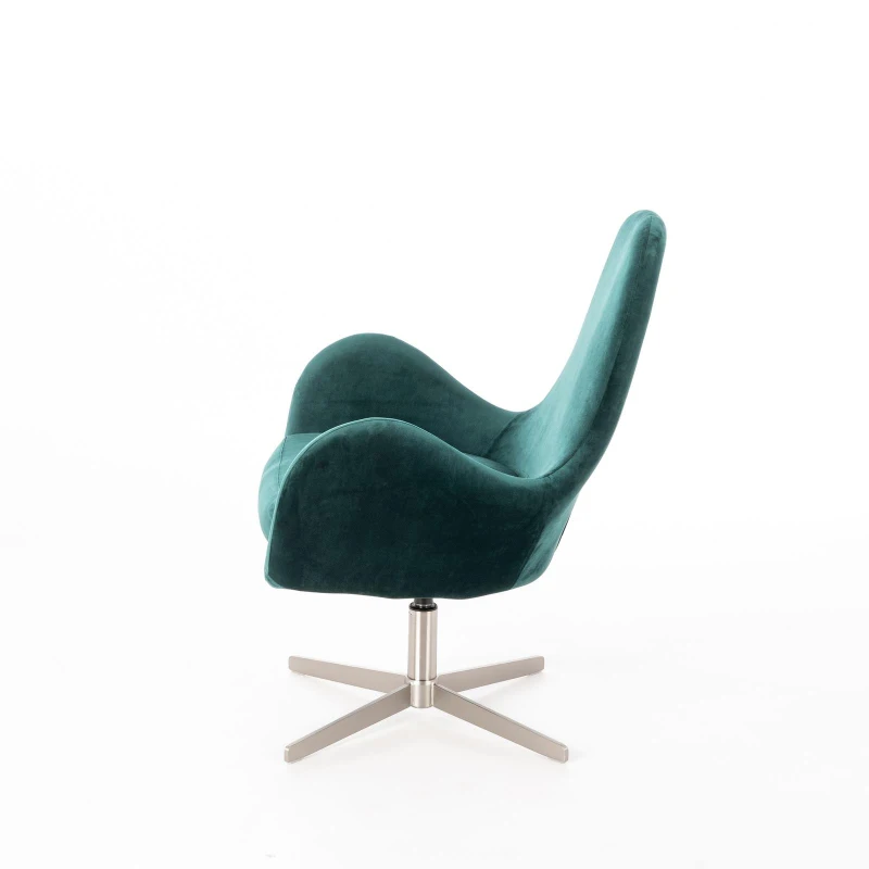 STONES Poltrona con Rivestimento in Velluto e Base Cromata Girevole, 72x68x85 cm, Verde Petrolio