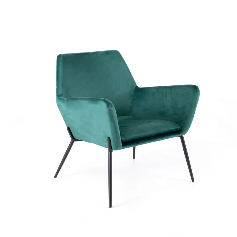 STONES Poltrona in Velluto con Base in Metallo, 70x71,5x79 cm, Verde