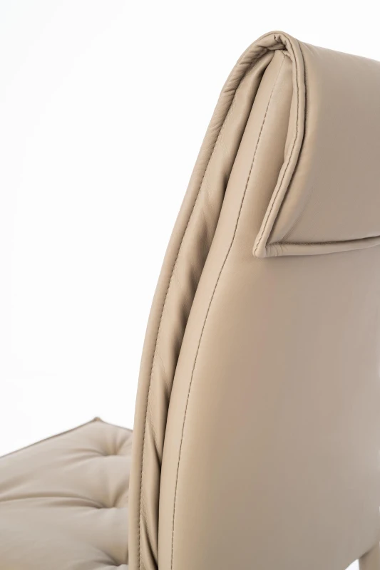 STONES Set 4 Sedie con seduta e schienale rivestiti in similpelle imbottita, gambe in metallo rivestite in similpelle, 44x56x91cm, tortora