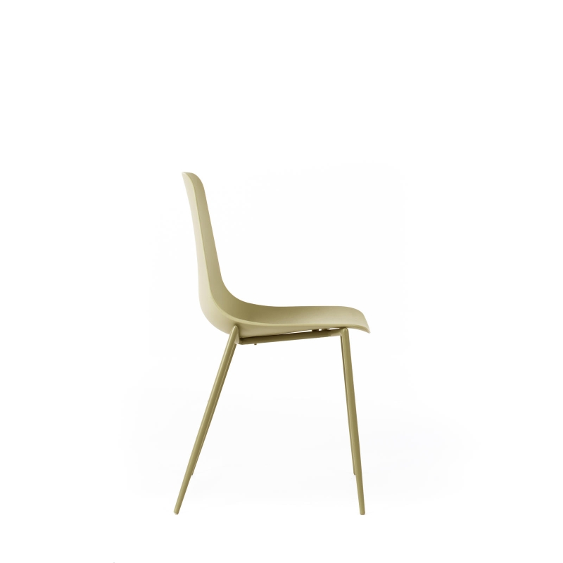 STONES Set 4 Sedie con seduta e schienale in polipropilene e gambe in metallo, 49x48.5x88cm, giallo