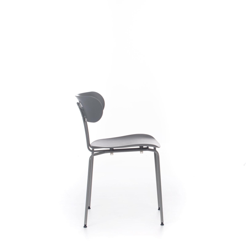 STONES Set 4 Sedie in polipropilene con seduta e schienale in polipropilene e gambe in metallo, 45x51x82cm, grigio