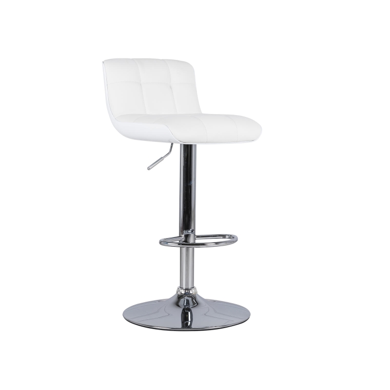 STONES Set 2 Sgabelli in Similpelle con Struttura in Metallo Cromato, 36x38.5x83/98 cm, Bianco