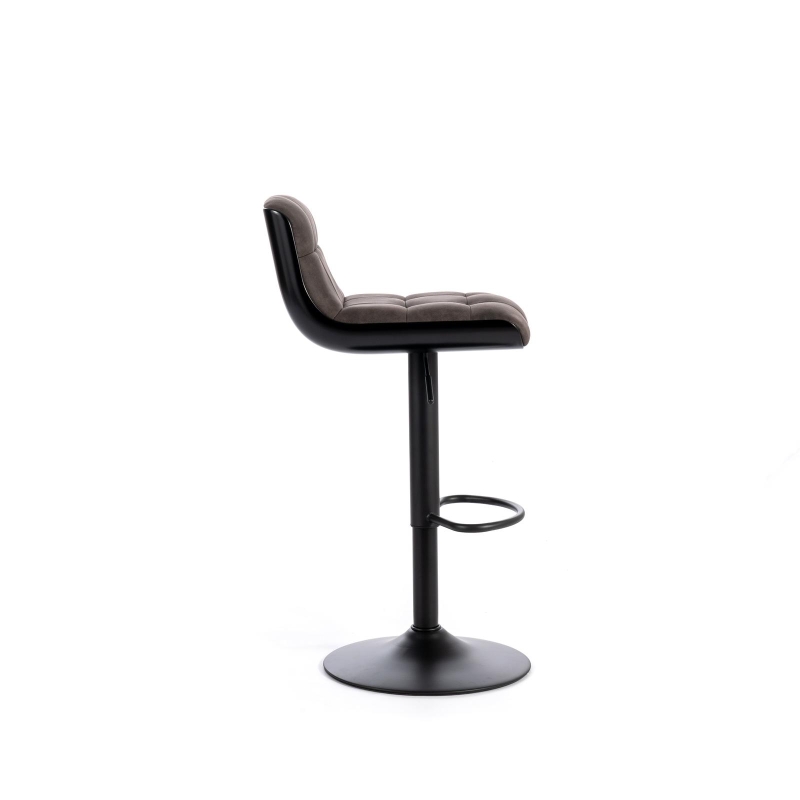 STONES Set 2 Sgabelli in microfibra con struttura in metallo verniciato e leva a gas, 39x49x83/99cm, grigio scuro e nero