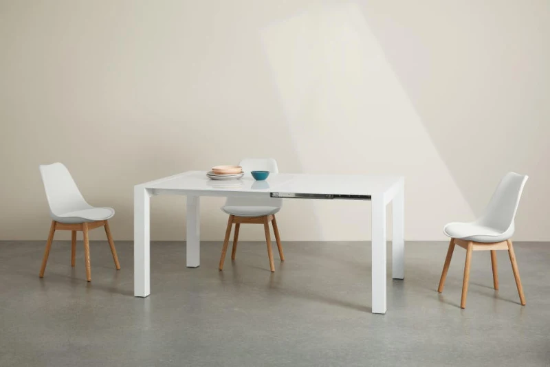 STONES Tavolo da pranzo allungabile fino a 8 posti, 90x103/170x76cm, bianco