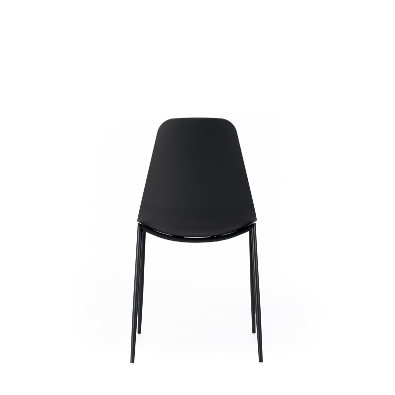STONES Set 4 Sedie con seduta e schienale in polipropilene, gambe in metallo, 49x48.5x88cm, nero