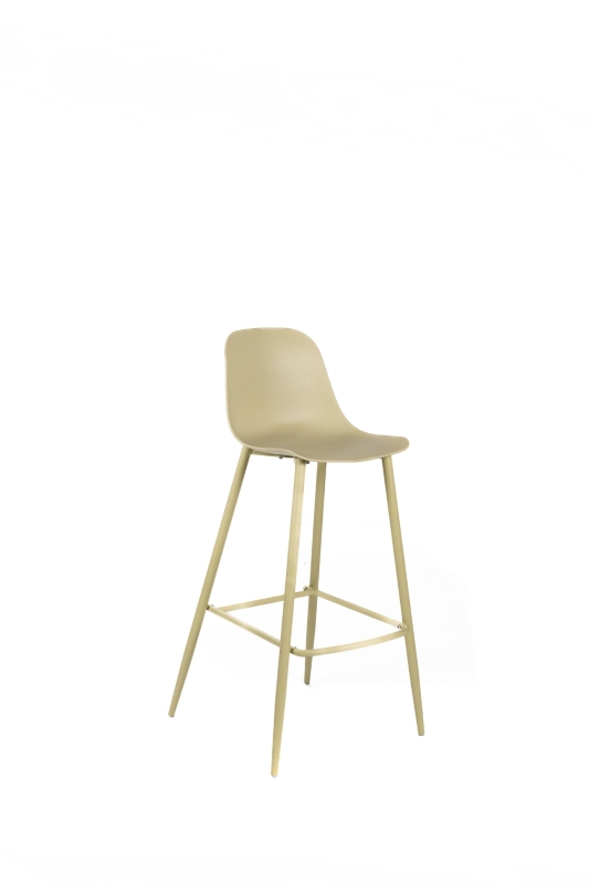 STONES Set 4 Sgabelli da cucina in polipropilene con gambe in metallo, 47.5x47x91.5cm, giallo