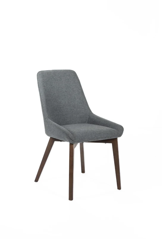 STONES Set 4 Sedie da pranzo rivestite in tessuto con struttura in massello di noce, 62x49.5x87cm, grigio scuro