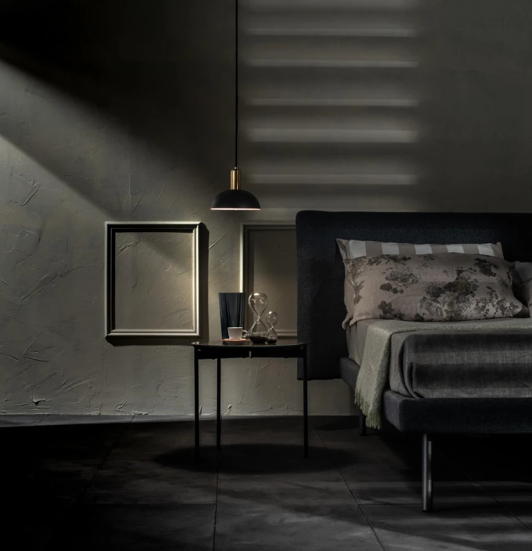 STONES Lampada a Sospensione con Decoro in ottone, 20x20x150 cm, Nero opaco