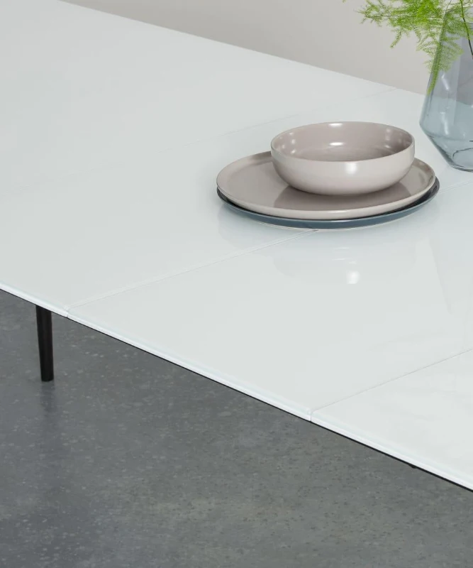 STONES Tavolo da pranzo allungabile fino a 12 posti, 90x190/270x76cm, top: bianco, gambe: nero