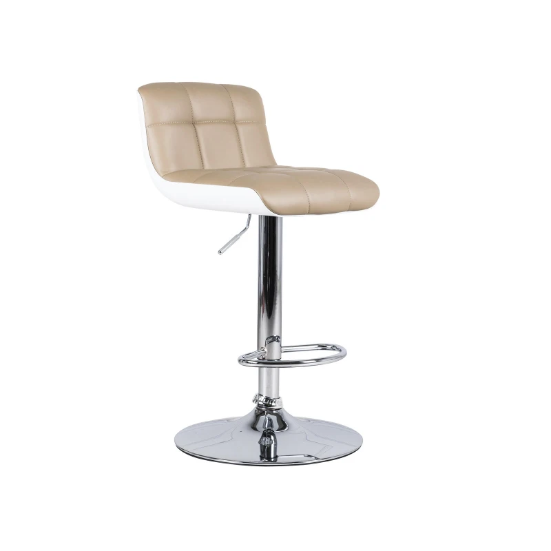 STONES Set 2 Sgabelli in similpelle con Struttura in Metallo Cromato, 36x38.5x83/98 cm, Tortora