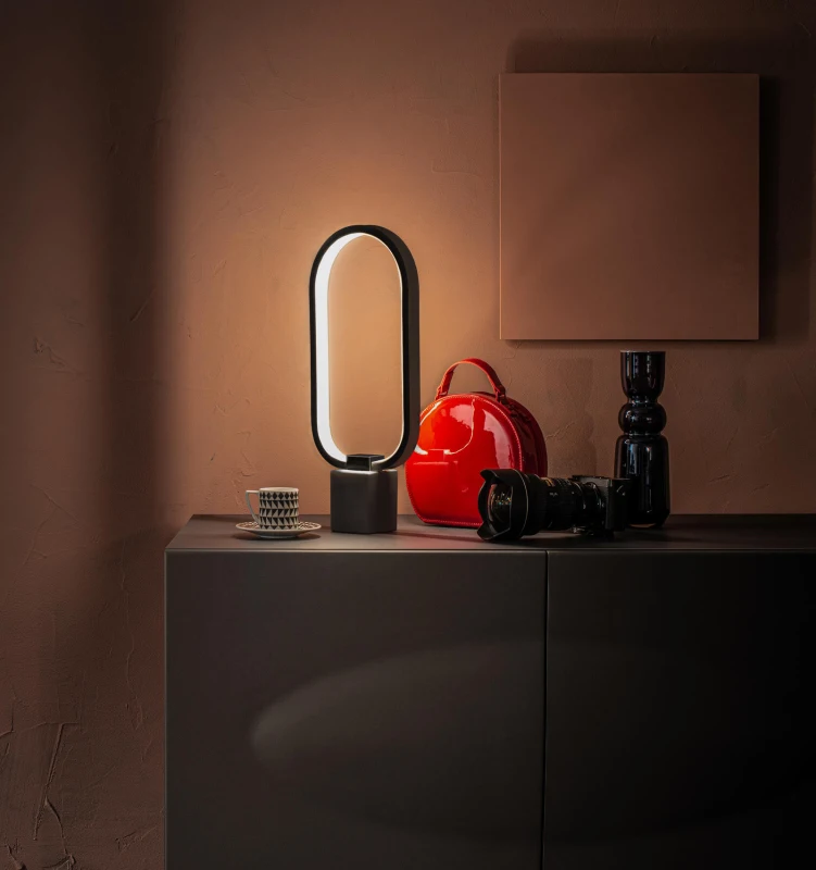 STONES Lampada da Tavolo LED con Struttura in Metallo e Base in Marmo, 7x18x44 cm, Bianco