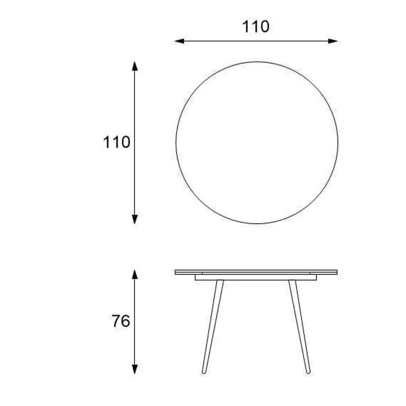 STONES Tavolo allungabile con top in melaminico, allunghe interne, gambe in metallo, 110x110/150x76cm, noce, antracite
