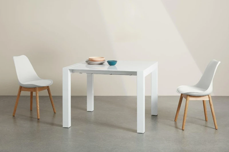 STONES Tavolo da pranzo allungabile fino a 8 posti, 90x103/170x76cm, bianco